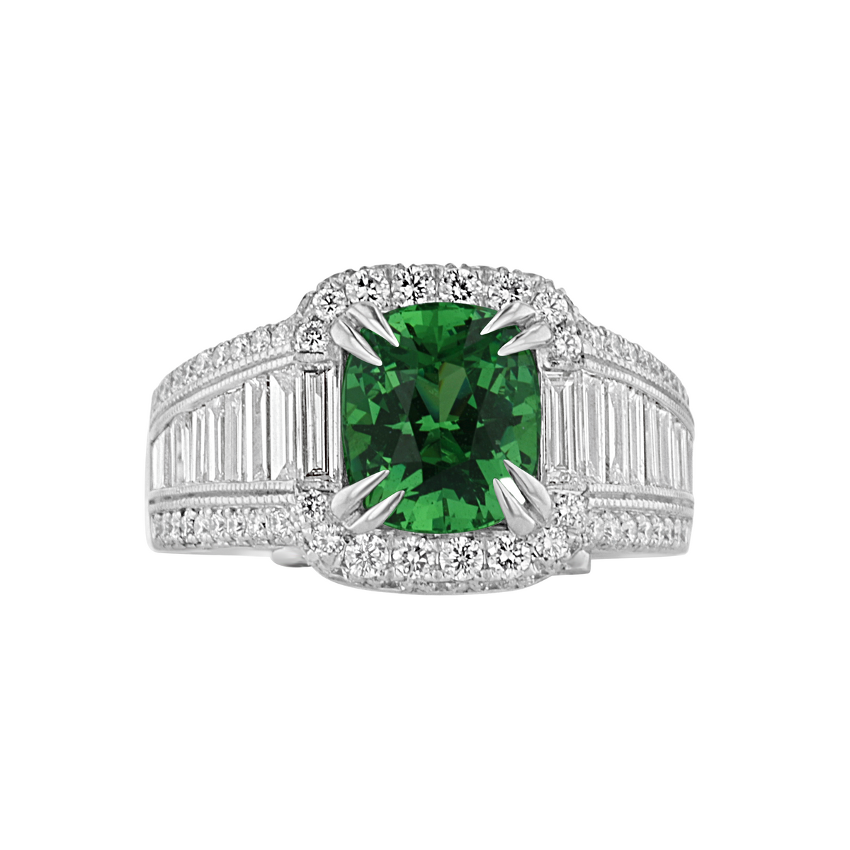 Juleve 18kt White Gold 2.17 ct Tsavorite & 1.40 ctw Diamond Ring 6,6.5,7