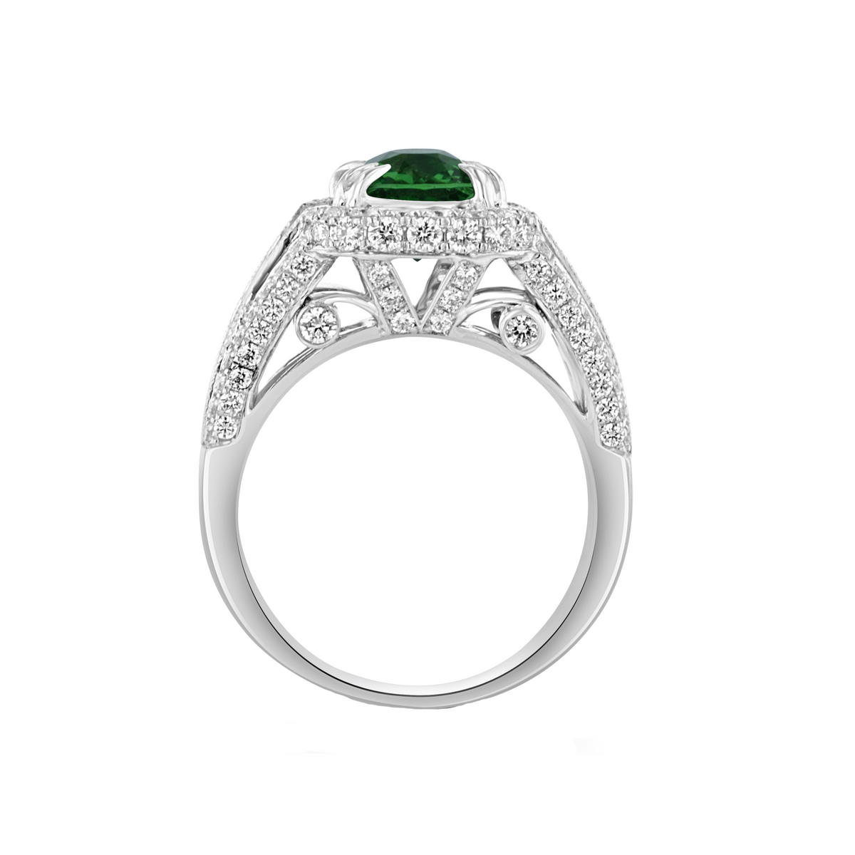 Juleve 18kt White Gold 2.17 ct Tsavorite & 1.40 ctw Diamond Ring 6,6.5,7