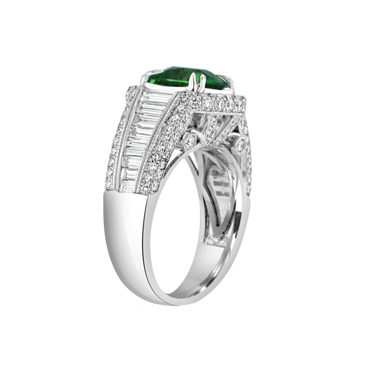 Juleve 18kt White Gold 2.17 ct Tsavorite & 1.40 ctw Diamond Ring 6,6.5,7