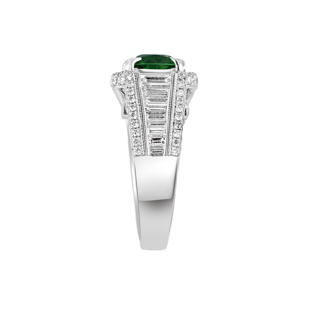 Juleve 18kt White Gold 2.17 ct Tsavorite & 1.40 ctw Diamond Ring 6,6.5,7