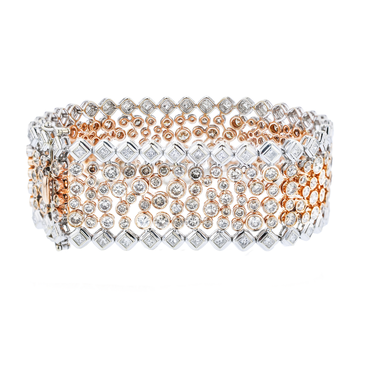 Juleve 18kt White & Rose Gold 17.80 ctw Diamond Wide-Bezel Bracelet