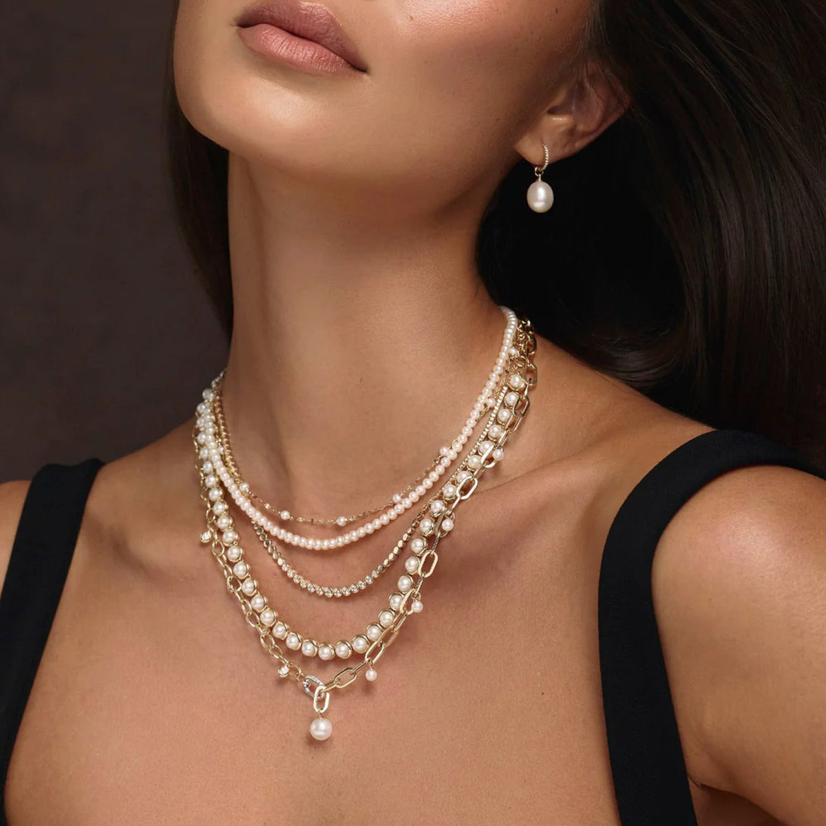 14kt Gold .27 ctw Diamond and Pearl Paperclip Link Necklace