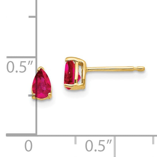 14KT WHITE GOLD 1.00 CTW PEAR RUBY STUD EARRINGS White,Yellow