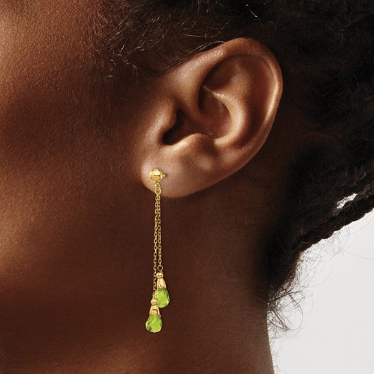 14KT YELLOW GOLD PERIDOT DANGLE EARRINGS