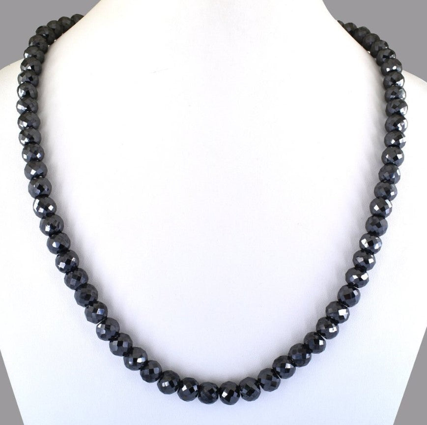 14KT BLACK DIAMOND BEAD NECKLACE-VARIOUS LENGTHS & CARAT WEIGHTS 172.19 Carats 17.5 Inches,222.59 Carats 20 inches