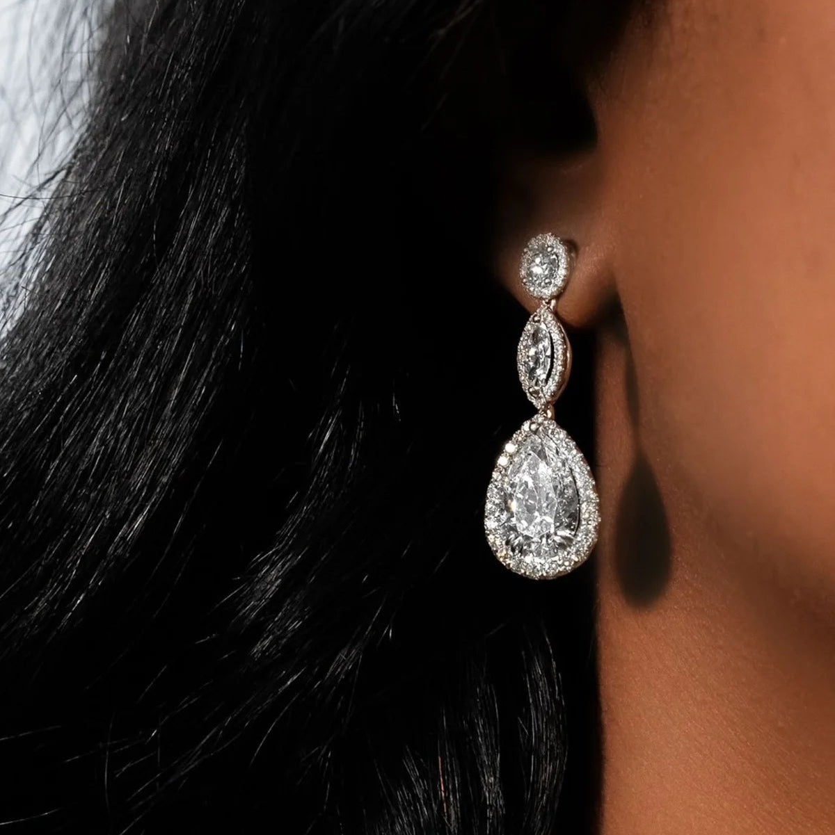 18kt White Gold 10.59 ctw GIA Certified Pear-Shaped Diamond Halo Drop Earrings
