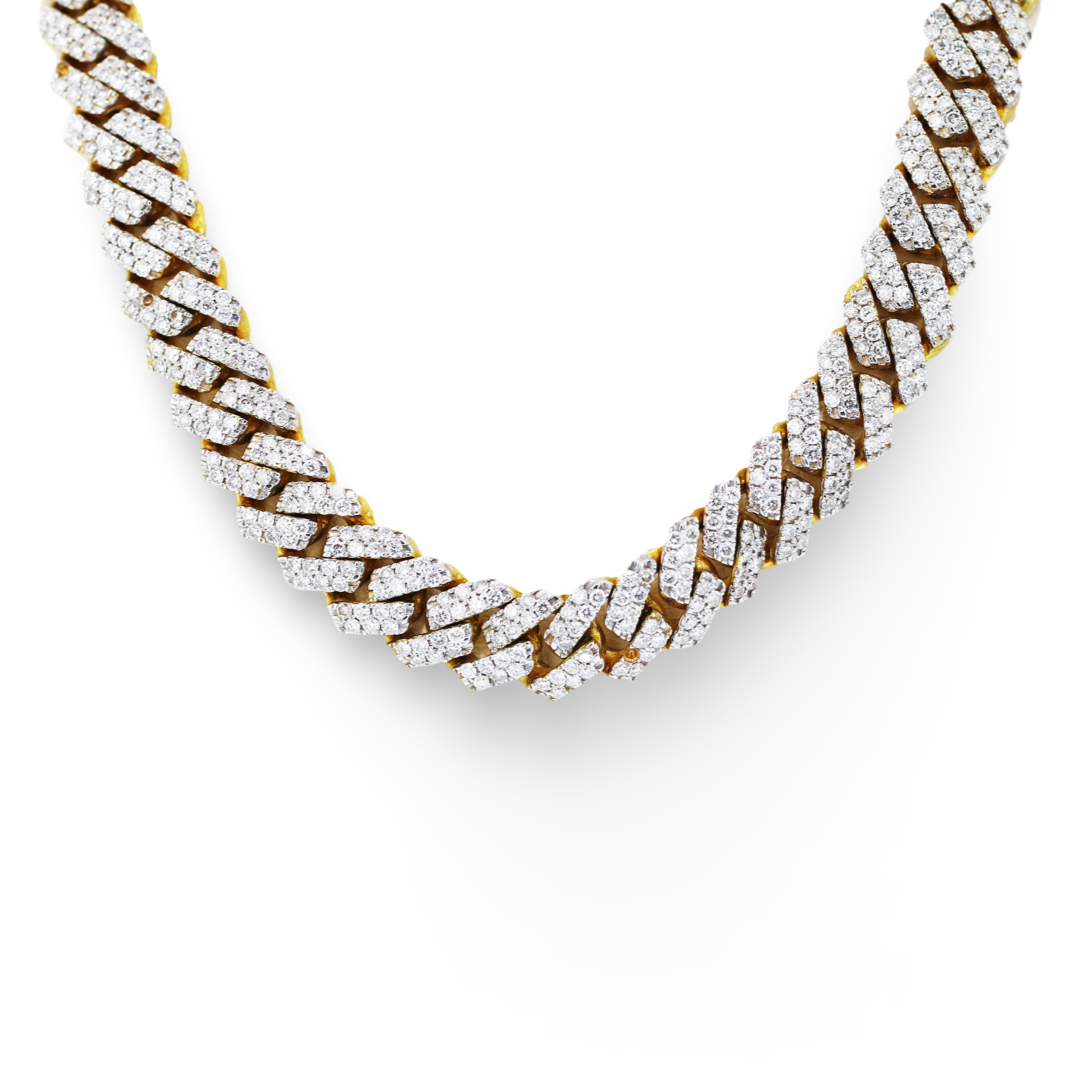 Yellow Gold Gold Diamond Cuban Link Choker Diamond Cuban Link
