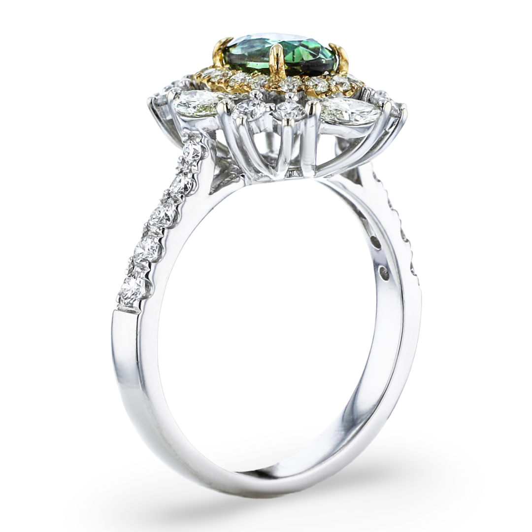 JULEVE 18KT GOLD 1.41CT ALEXANDRITE & 1.20CTW DIAMOND RING 4,4.5,5,5.5,6,6.5,7,7.5,8,8.5,9