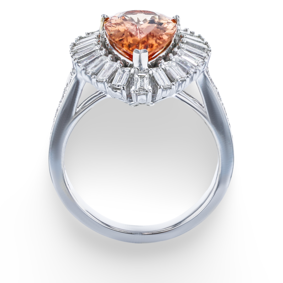 JULEVE 18KT WHITE GOLD 3.75CT IMPERIAL TOPAZ & 1.17CTW DIAMOND RING 4,4.5,5,5.5,6,6.5,7,7.5,8,8.5,9