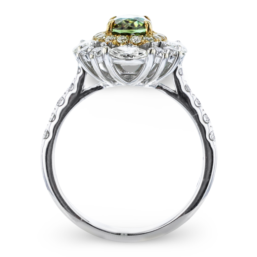 JULEVE 18KT GOLD 1.41CT ALEXANDRITE & 1.20CTW DIAMOND RING 4,4.5,5,5.5,6,6.5,7,7.5,8,8.5,9