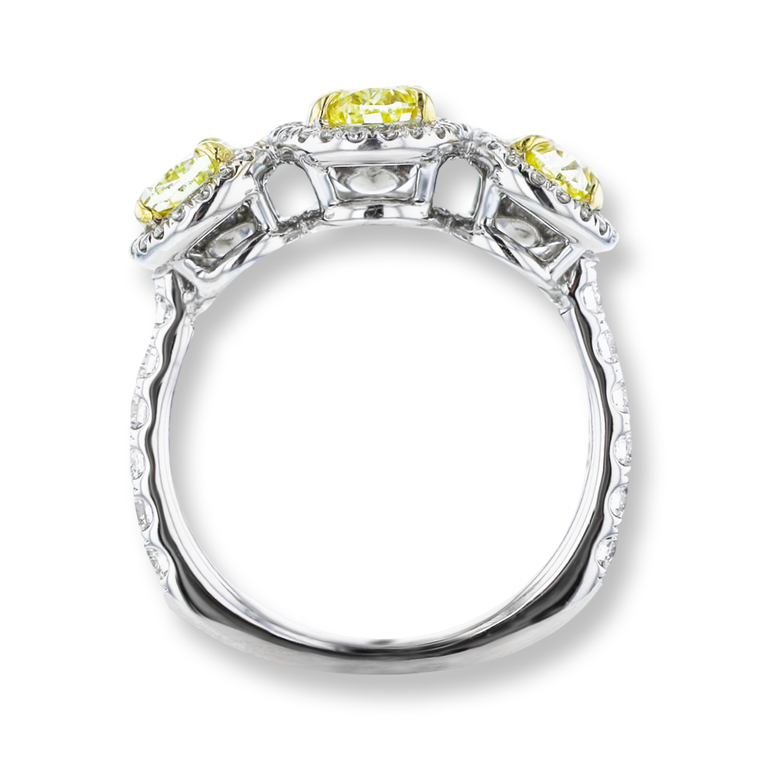 18KT WHITE GOLD 3.17CTW YELLOW & 0.72CTW DIAMOND 3 STONE RING - SOLD 4,4.5,5,5.5,6,6.5,7,7.5,8,8.5,9