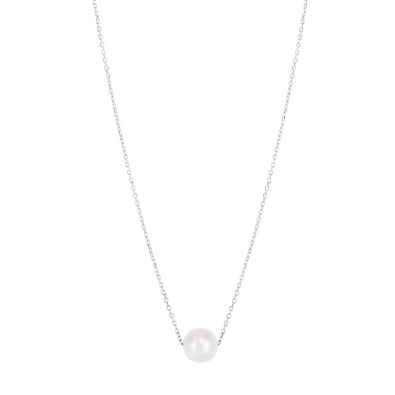 Emilique 14kt Gold 7mm Pearl Solitaire Necklace White