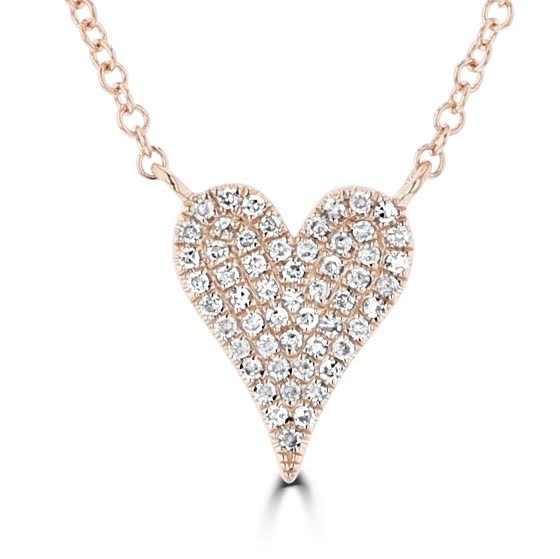 14KT Gold 0.11 CTW Diamond Pave Heart Necklace Rose,White,Yellow