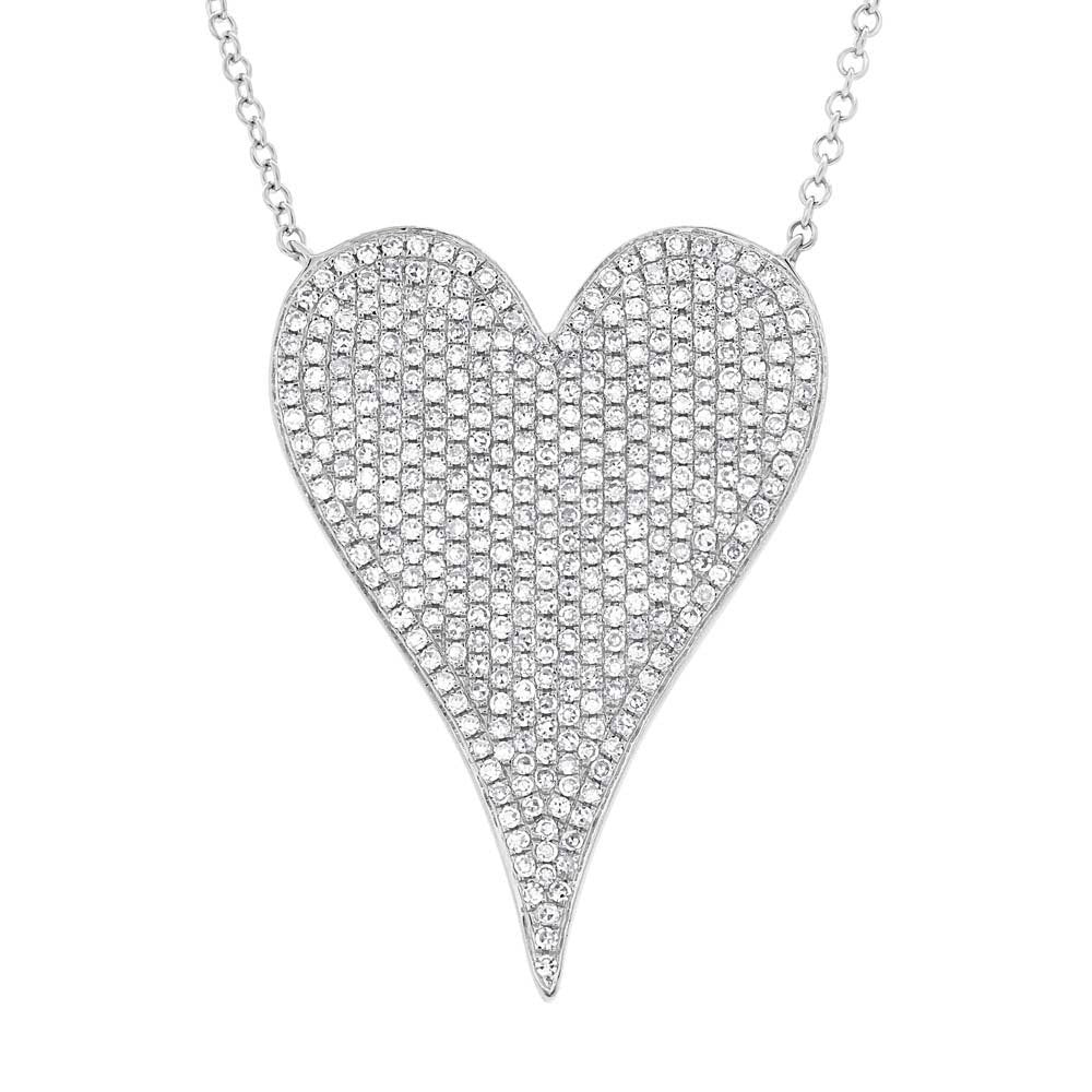 14KT GOLD 0.83 CTW DIAMOND PAVE HEART NECKLACE Rose,White,Yellow