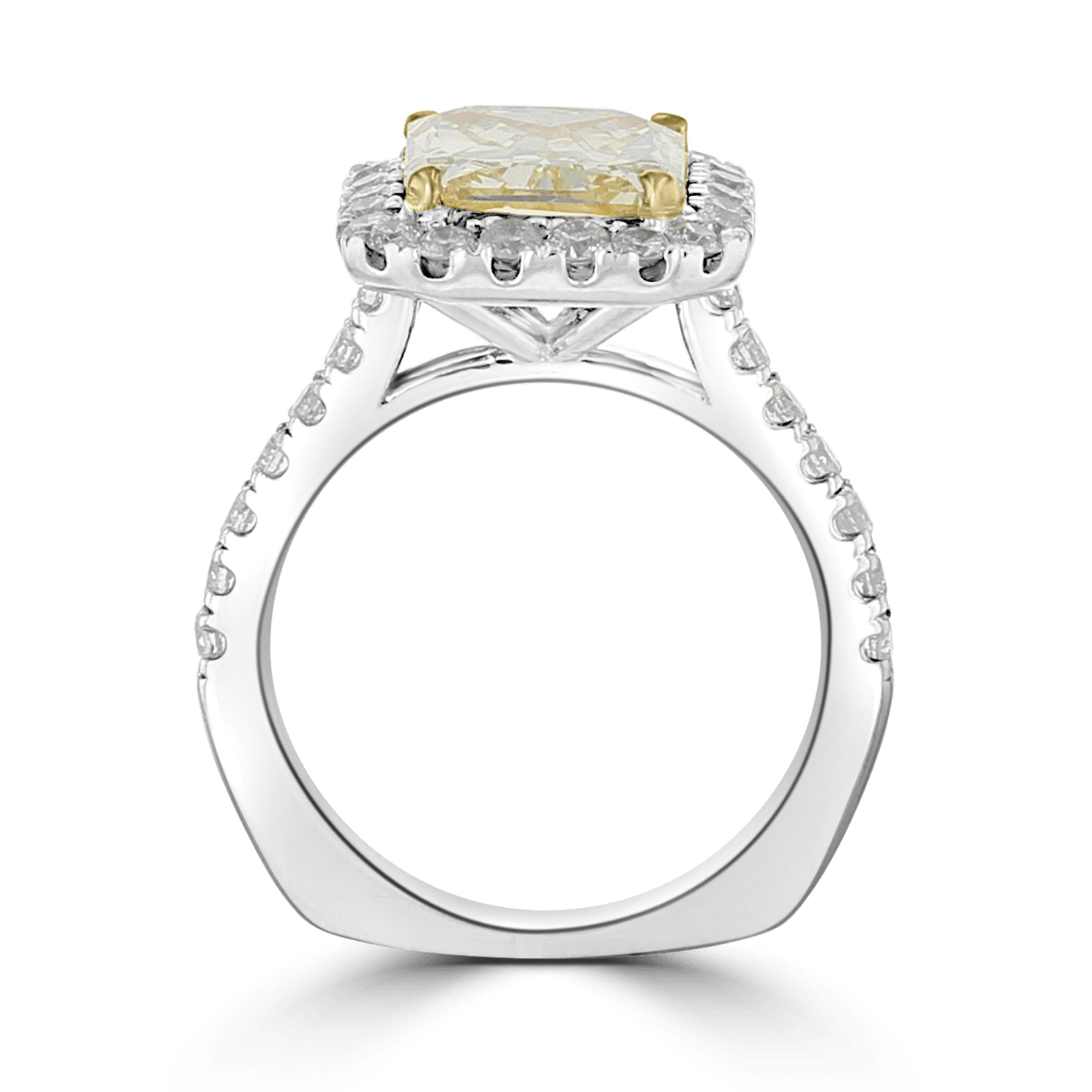 14KT White Gold 3.78 CTW Yellow Diamond Emerald Style Halo Ring 4,4.5,5,5.5,6,6.5,7,7.5,8,8.5,9