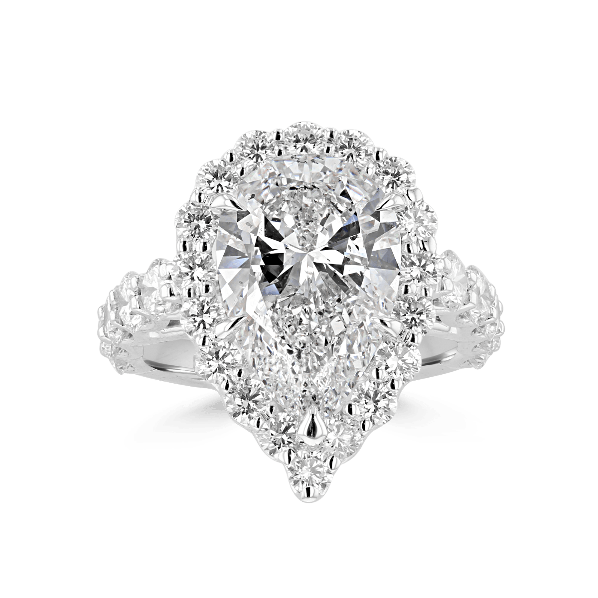 Platinum 7.82 CTW Diamond Pear Shape Halo Ring 4,4.5,5,5.5,6,6.5,7,7.5,8,8.5,9