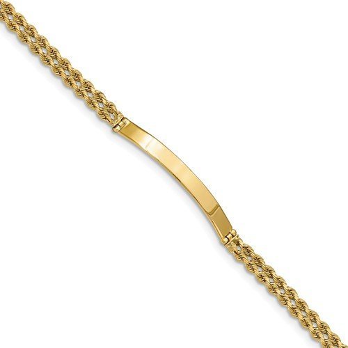 Ladies 14KT Double Rope ID Link Bracelet 7 Inches