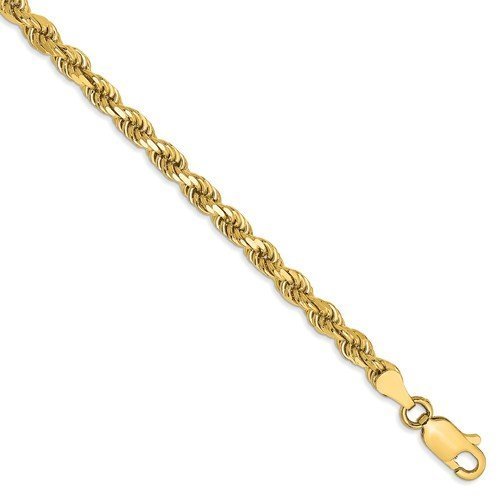 14KT GOLD 3.5MM DIAMOND CUT HANDMADE ROPE CHAIN BRACELET- 3 LENGTHS & 2 COLORS 7 Inch / Yellow,8 Inch / Yellow,9 Inch / Yellow