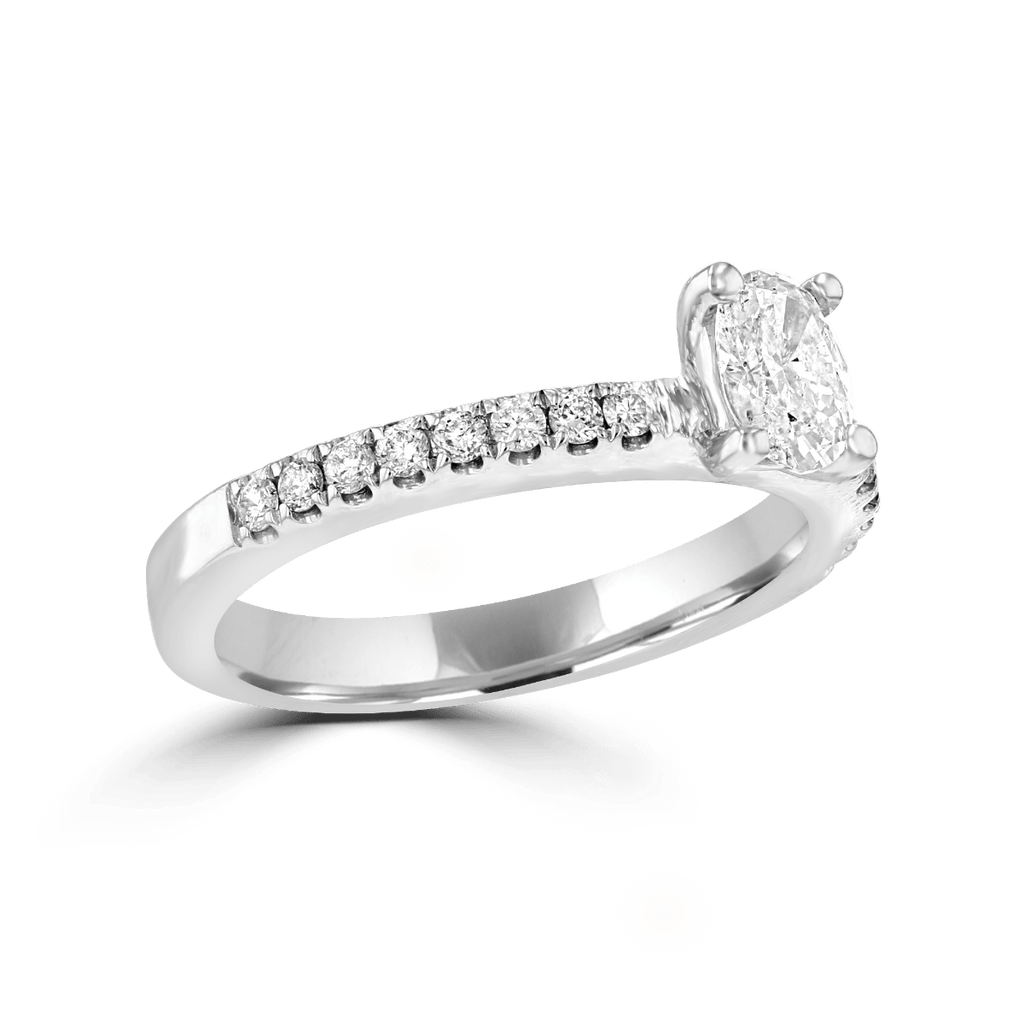 14KT White Gold 3/4 CTW Diamond Oval Solitaire Ring 4,4.5,5,5.5,6,6.5,7,7.5,8,8.5,9