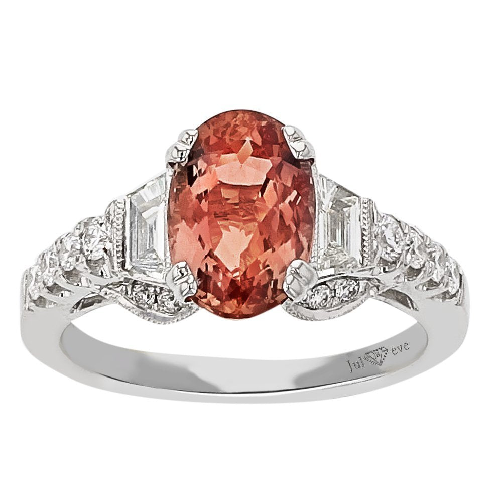 JULEVE 18KT GOLD 2.37 CT IMPERIAL TOPAZ & 0.58 CTW DIAMOND RING 4,4.5,5,5.5,6,6.5,7,7.5,8,8.5,9
