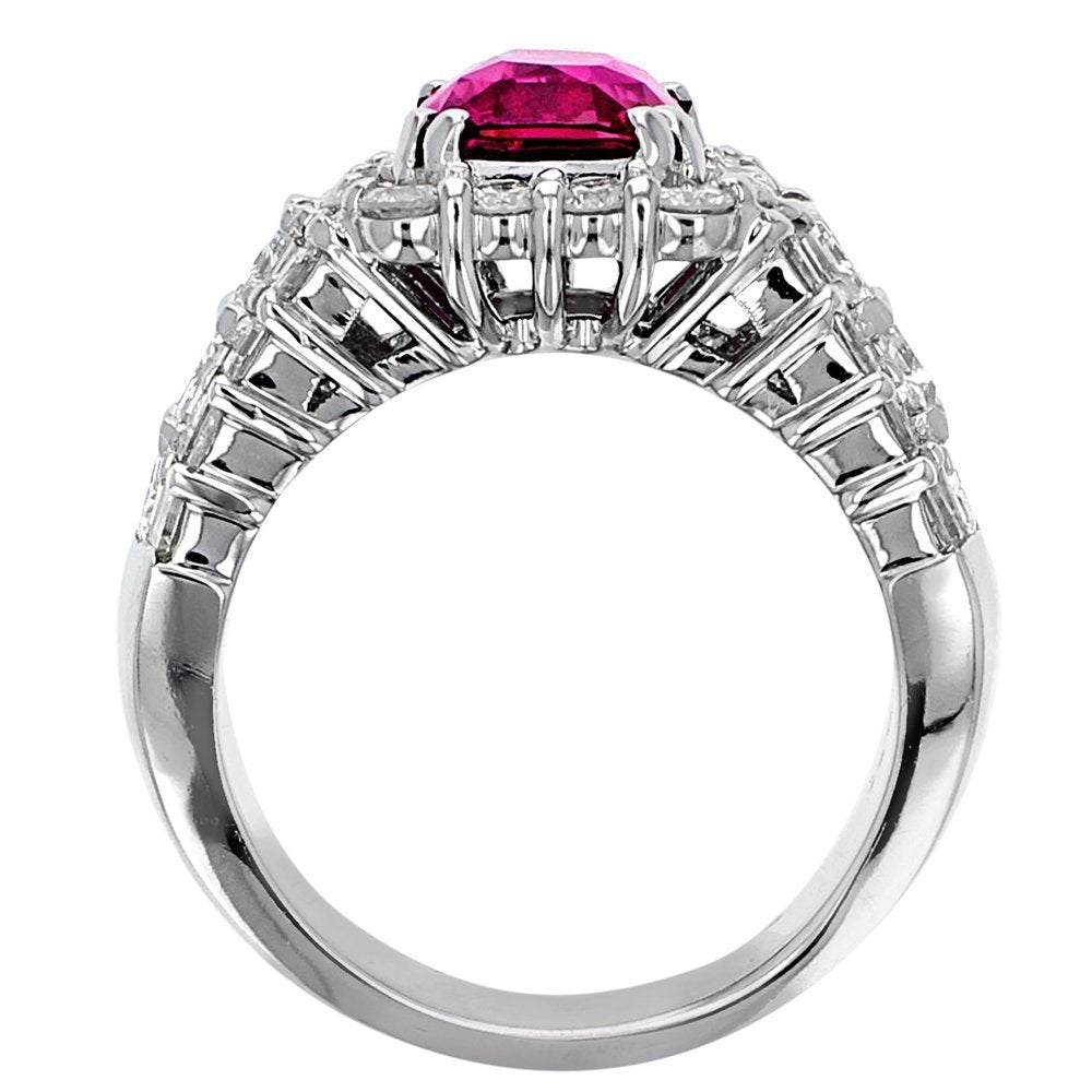 JULEVE 18KT GOLD 3.11 CT PINK-RED SAPPHIRE & 3.46 CTW DIAMOND RING