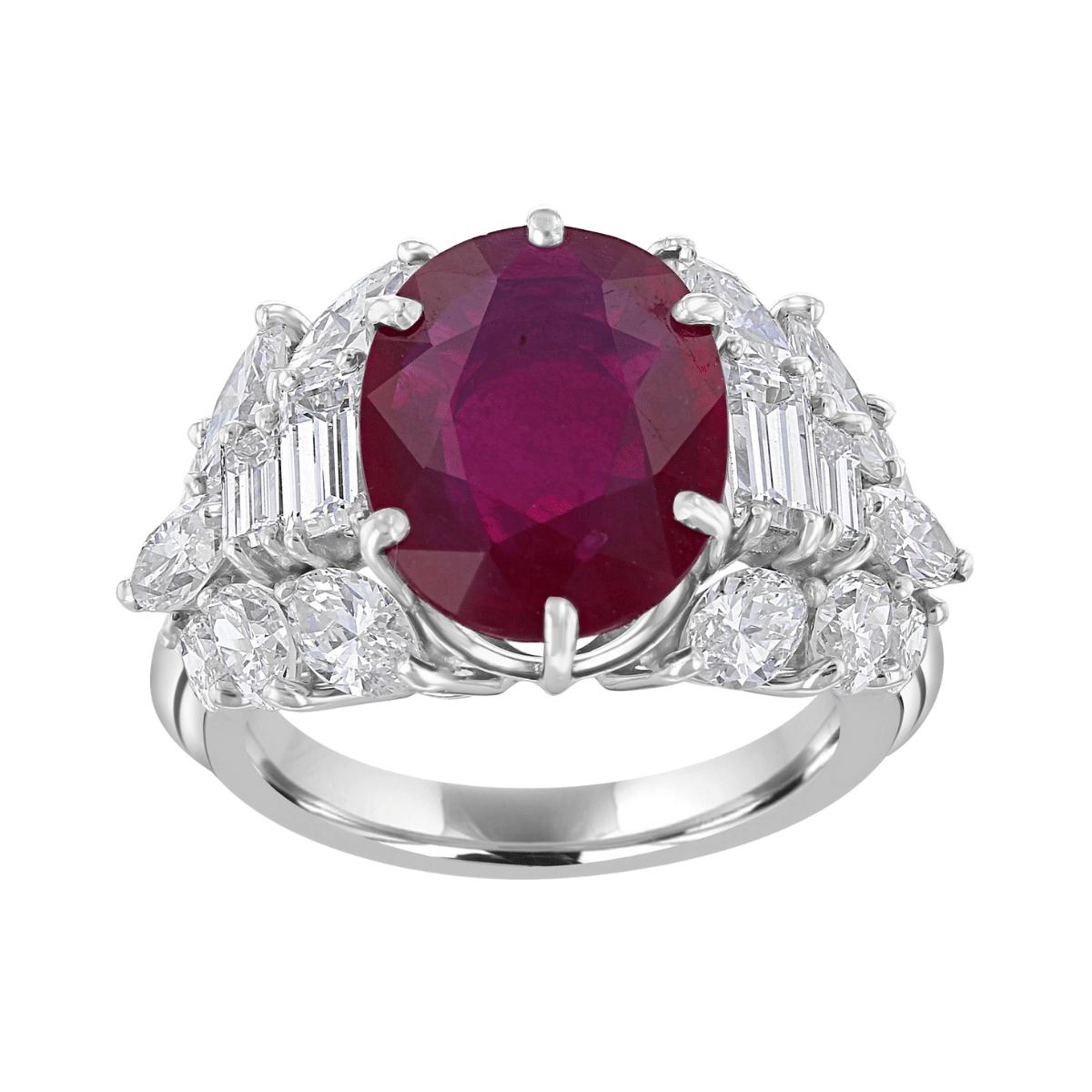 18KT GOLD 6.26 CT RUBY & 3.82 CTW DIAMOND ACCENT VINTAGE RING 4,4.5,5,5.5,6,6.5,7,7.5,8,8.5,9,9.5,10,10.5,11,11.5,12,12.5,13,13.5,14