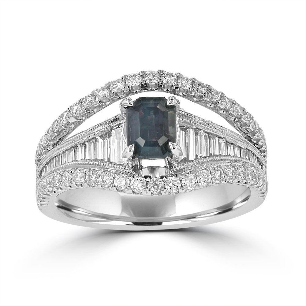 JULEVE 18KT GOLD .99 CT ALEXANDRITE & 1.39 CTW DIAMOND RING