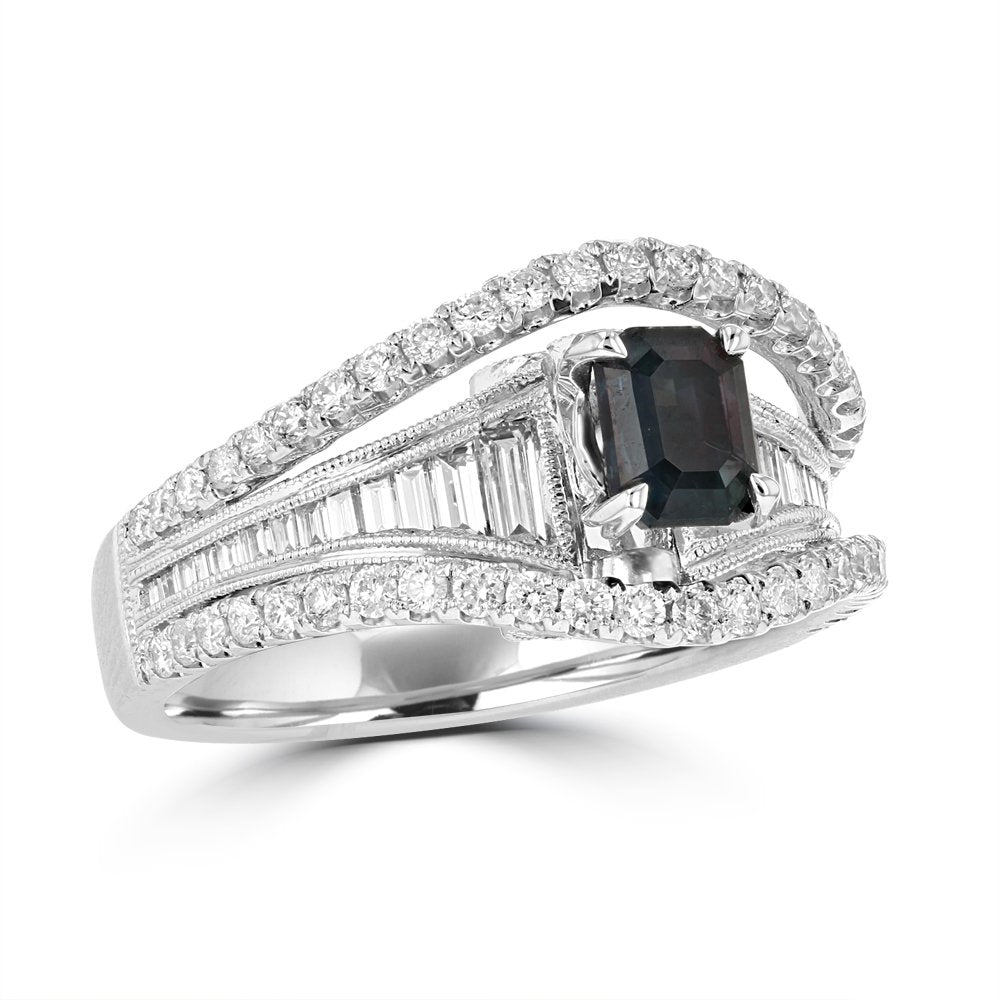 JULEVE 18KT GOLD .99 CT ALEXANDRITE & 1.39 CTW DIAMOND RING