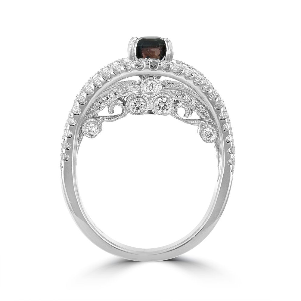 JULEVE 18KT GOLD .99 CT ALEXANDRITE & 1.39 CTW DIAMOND RING