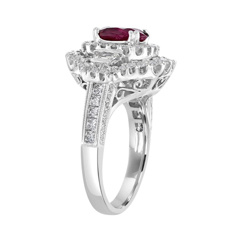 18KT GOLD 1.86 CT RUBY & 1.33 CTW DIAMOND DOUBLE HALO RING 4,4.5,5,5.5,6,6.5,7,7.5,8,8.5,9,9.5,10,10.5,11,11.5,12,12.5,13,13.5,14
