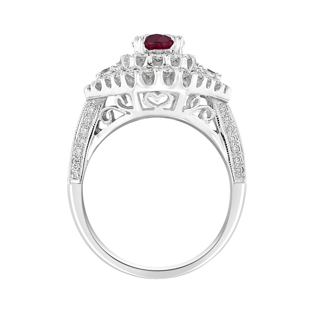 18KT GOLD 1.86 CT RUBY & 1.33 CTW DIAMOND DOUBLE HALO RING 4,4.5,5,5.5,6,6.5,7,7.5,8,8.5,9,9.5,10,10.5,11,11.5,12,12.5,13,13.5,14