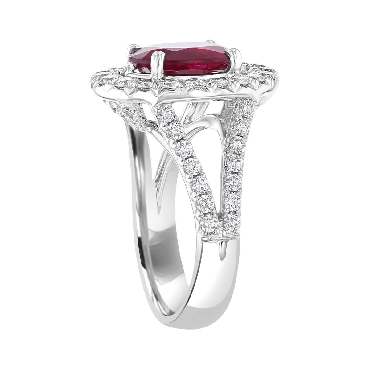 18KT GOLD 3.03 CT RUBY & 1.65 CTW DIAMOND OVAL HALO RING 4,4.5,5,5.5,6,6.5,7,7.5,8,8.5,9
