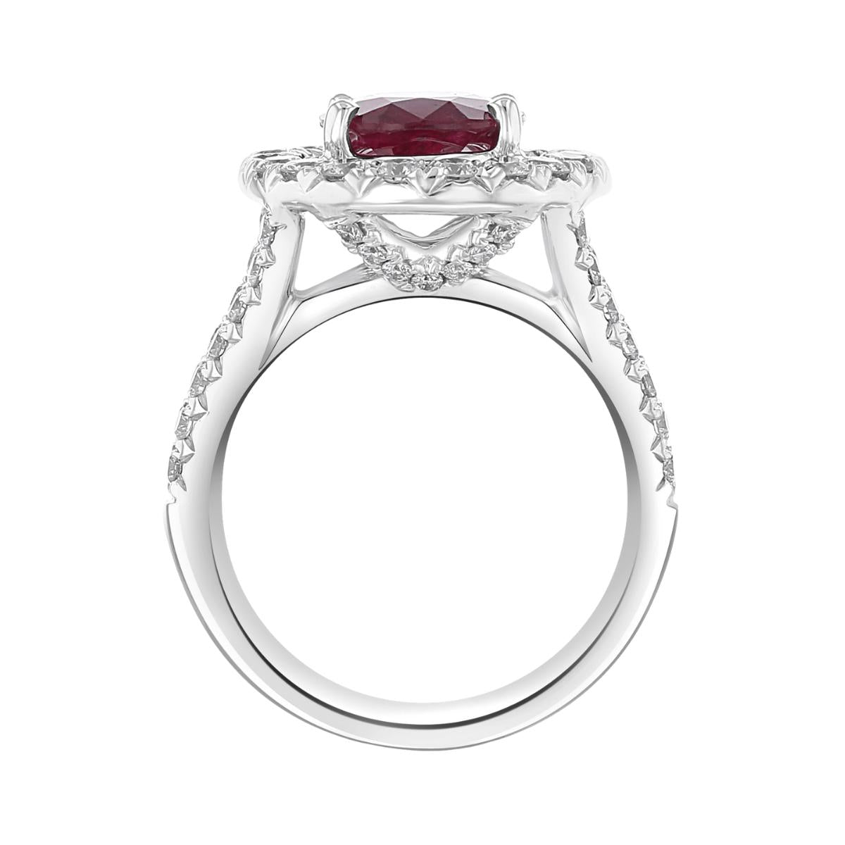 18KT GOLD 3.03 CT RUBY & 1.65 CTW DIAMOND OVAL HALO RING 4,4.5,5,5.5,6,6.5,7,7.5,8,8.5,9