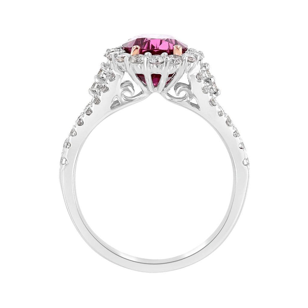 JULEVE 2.80 CT SPINEL & .83 CTW DIAMOND OVAL HALO RING 4,4.5,5,5.5,6,6.5,7,7.5,8,8.5,9,9.5,10,10.5,11,11.5,12,12.5,13,13.5,14