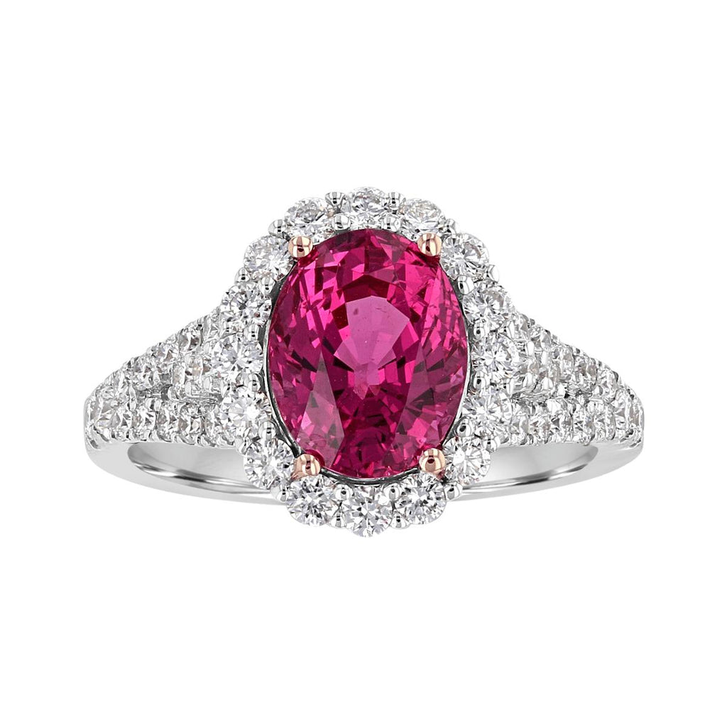 JULEVE 2.80 CT SPINEL & .83 CTW DIAMOND OVAL HALO RING 4,4.5,5,5.5,6,6.5,7,7.5,8,8.5,9,9.5,10,10.5,11,11.5,12,12.5,13,13.5,14