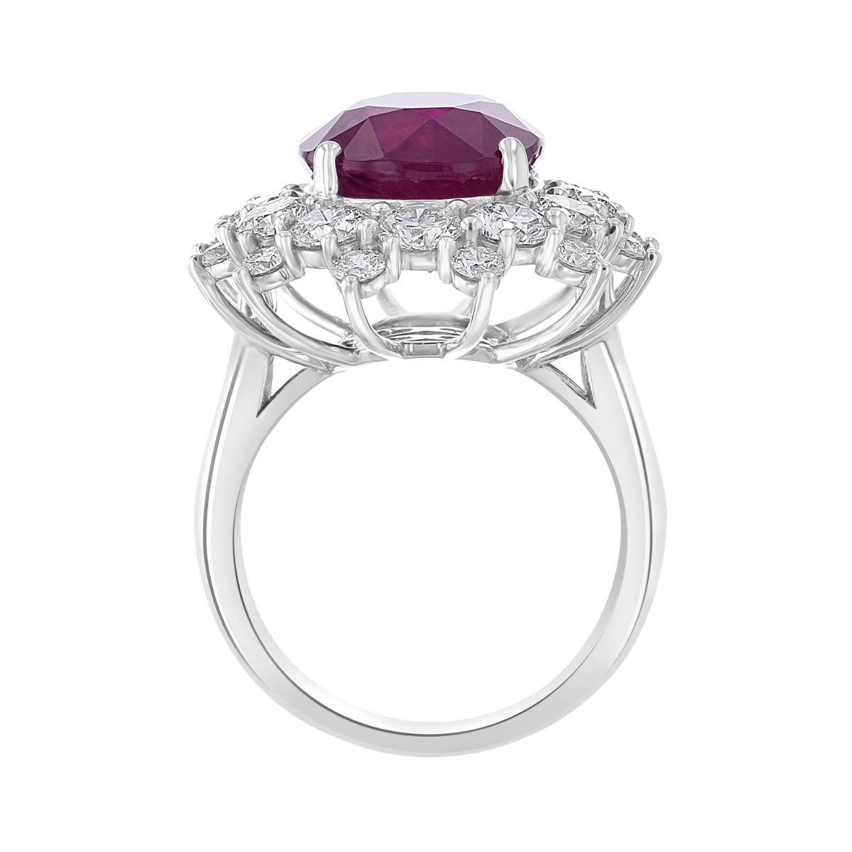 18KT GOLD 10.33 CT RUBY & 3.53 CTW DIAMOND OVAL HALO RING 4,4.5,5,5.5,6,6.5,7,7.5,8,8.5,9