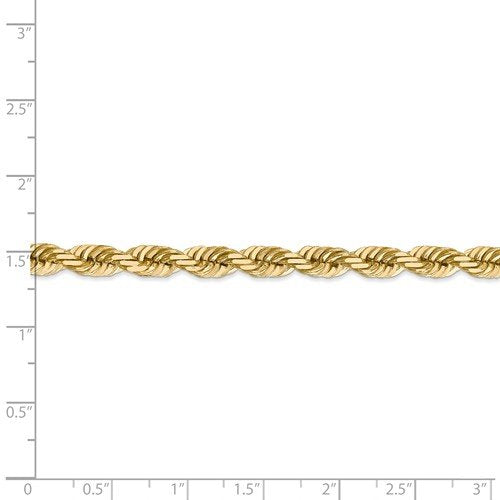 14KT YELLOW GOLD 5.5MM HANDMADE SOLID ROPE CHAIN BRACELET-3 LENGTHS 7 Inch,8 Inch,9 Inch