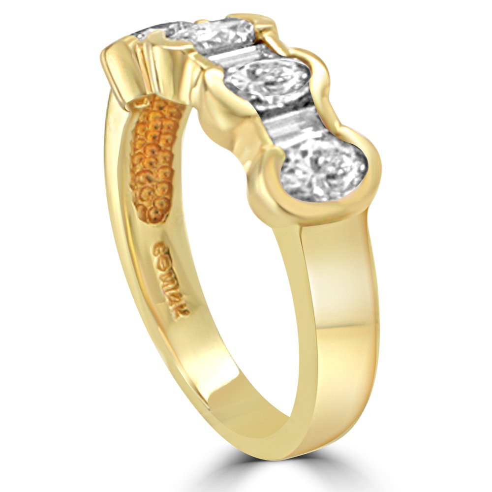 14KT 1.25 CTW Baguette and Oval Diamond Band 4,4.5,5,5.5,6,6.5,7,7.5,8,8.5,9