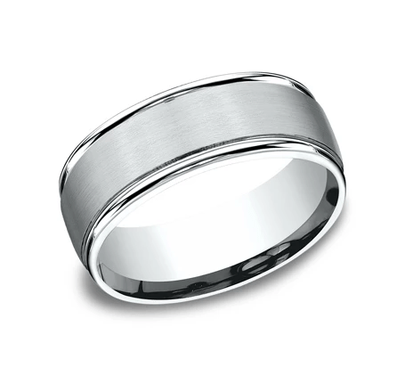 Women's 14KT White Gold 8MM Satin Finish Wedding Band 4,4.5,5,5.5,6,6.5,7,7.5,8,8.5,9