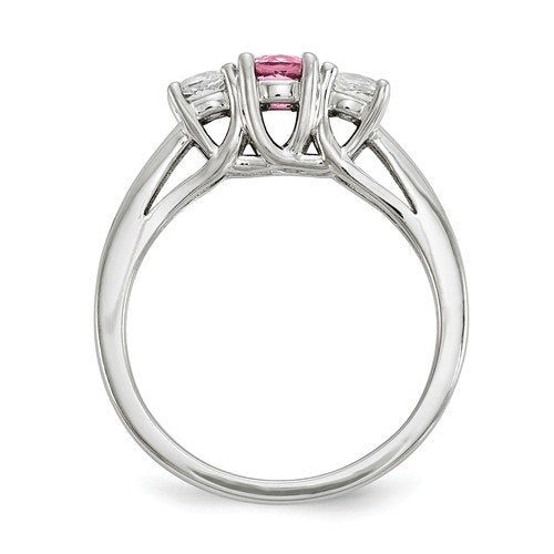 STERLING SILVER WHITE AND PINK TOPAZ RING 4,4.5,5,5.5,6,6.5,7,7.5,8,8.5,9