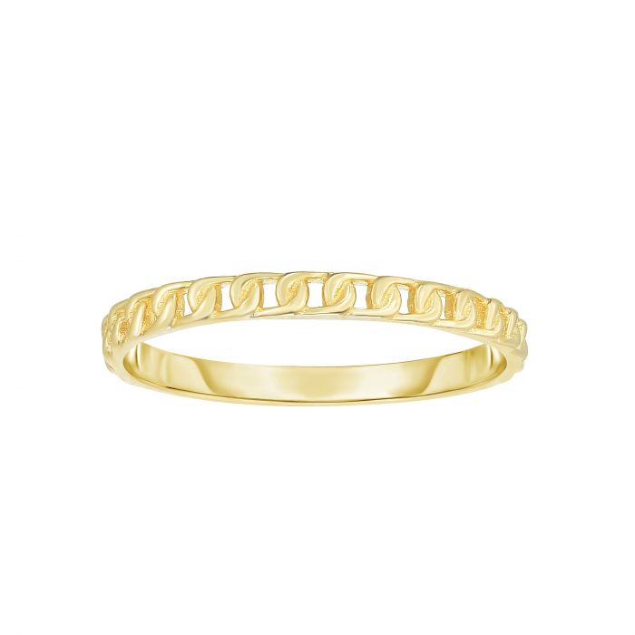 EMILIQUE 14KT YELLOW GOLD MINI CURB LINK STACKABLE RING 4,4.5,5,5.5,6,6.5,7,7.5,8,8.5,9