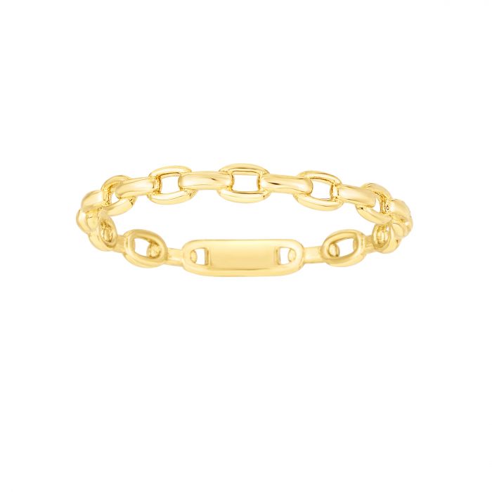 EMILIQUE 14KT YELLOW GOLD OVAL LINKS STACKABLE RING 4,4.5,5,5.5,6,6.5,7,7.5,8,8.5,9