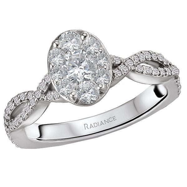 14KT White Gold 3/4 CTW Diamond Oval Cluster Infinity Ring 4,4.5,5,5.5,6,6.5,7,7.5,8,8.5,9