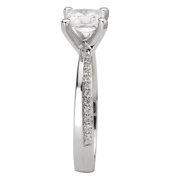 14KT White Gold 1/10 CTW Diamond Tapered Bypass Setting For 1 CT Princess 4,4.5,5,5.5,6,6.5,7,7.5,8,8.5,9