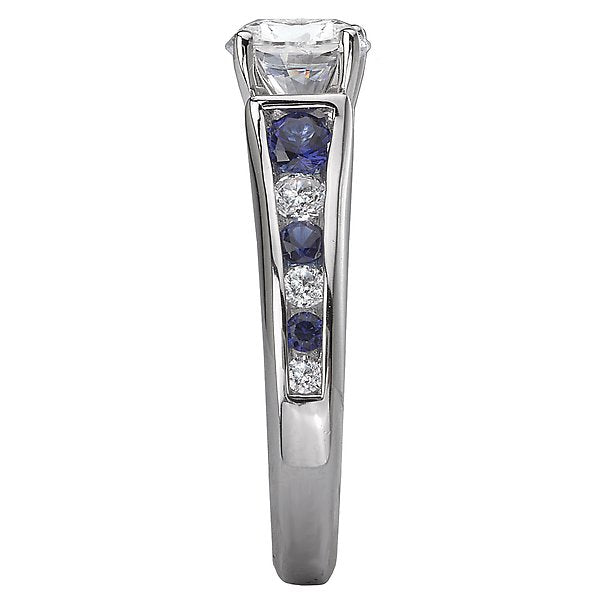 14KT GOLD 1/3 CTW SAPPHIRE & 1/5 CTW DIAMOND CHANNEL SETTING FOR 1 CT ROUND 4,4.5,5,5.5,6,6.5,7,7.5,8,8.5,9