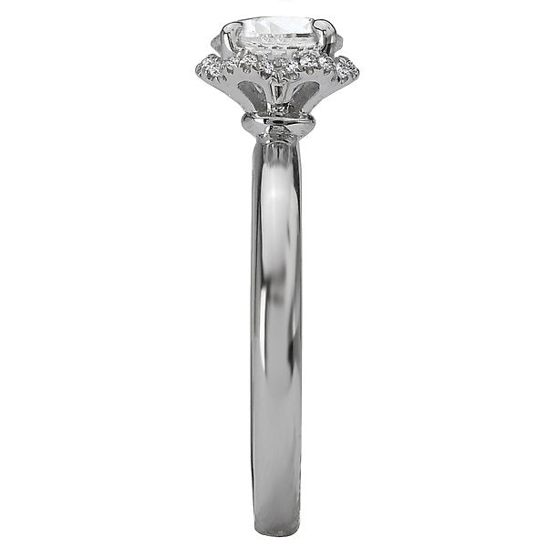 14KT White Gold .07 CTW Diamond Flower Halo Setting For 1 CT Round 4,4.5,5,5.5,6,6.5,7,7.5,8,8.5,9