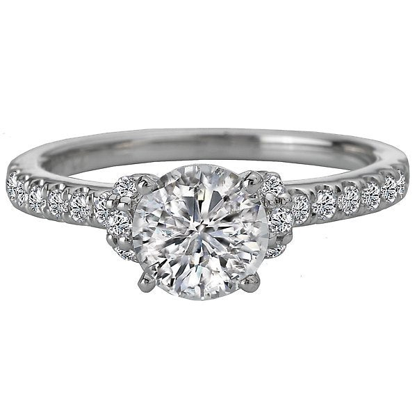 14KT White Gold 1/3 CTW Diamond Accent Collared Setting For 1 CT Round 4,4.5,5,5.5,6,6.5,7,7.5,8,8.5,9