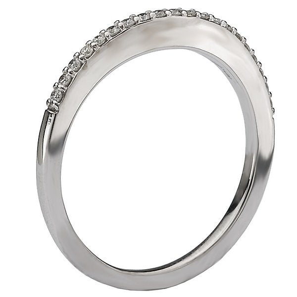 14KT White Gold 1/7 CTW 20 Stone Diamond Curved Wedding Band 4,4.5,5,5.5,6,6.5,7,7.5,8,8.5,9