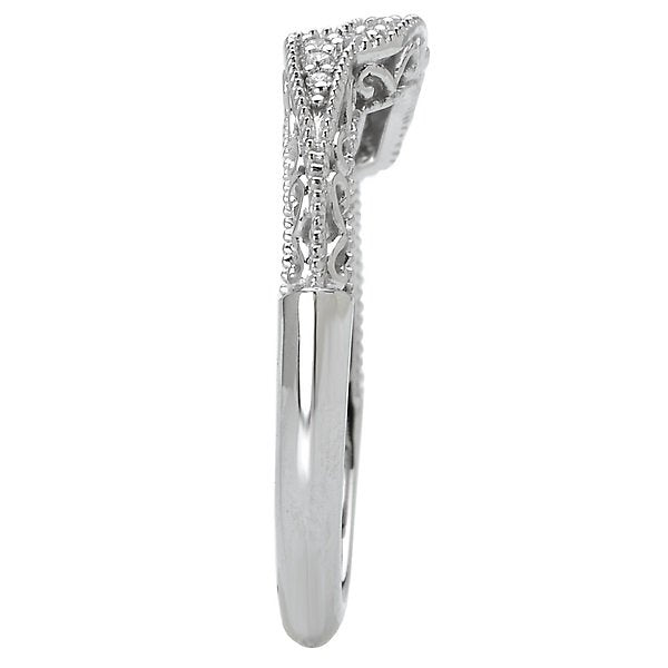 14KT 0.09 CTW Diamond Milgrain Engraved Curved Wedding Band 4,4.5,5,5.5,6,6.5,7,7.5,8,8.5,9