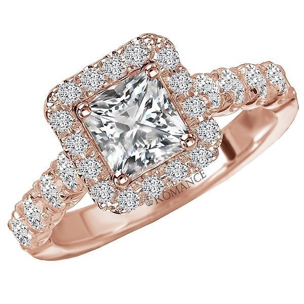 18KT Gold 8/10 CTW Diamond Square Halo Setting for 1 CT Princess 4 / Rose,4.5 / Rose,5 / Rose,5.5 / Rose,6 / Rose,6.5 / Rose,7 / Rose,7.5 / Rose,8 / Rose,8.5 / Rose,9 / Rose
